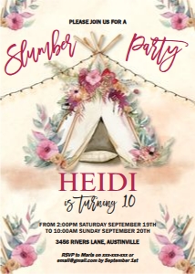 Bright Boho Slumber Party Tent Invitation design preview
