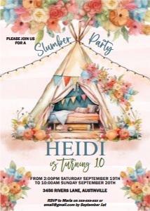 Pink Blue Boho Slumber Party Tent Invitation design preview