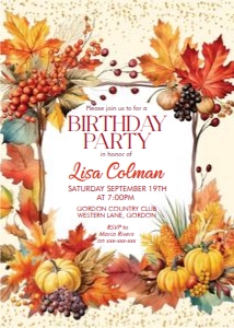 Fall Leaves Birthday Invitation design preview