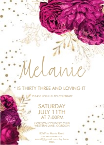 Hot Pink White Gold Birthday Invitation design preview