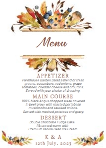 Autumn Leaves Menu 5x7 design preview