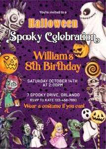 Halloween Spooky Celebration Birthday Invitation: Halloween Spooky Celebration Birthday Invitation