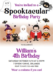 Halloween Kids Costumes Birthday Invitation: Halloween Kids Costumes Birthday Invitation