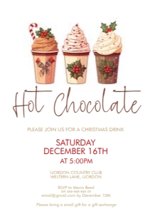 Hot Chocolate Cups Christmas Invitation: Hot Chocolate Cups Christmas Invitation