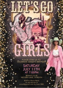 Lets Go Girls Gold Glitter Invitation design preview