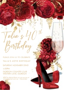 Red Glitter Shoes White Invitation design preview