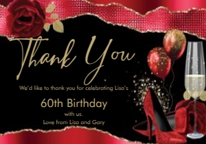 Red Glitter Shoes Thank You Card 5x3.5 design preview