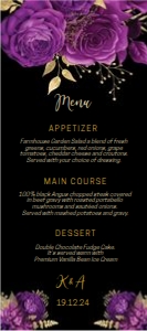 Purple Black Floral Menu 4x9 design preview
