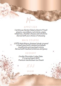 Rosegold White Floral Menu 5x7 design preview