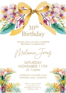 Tropical Orchids Birthday Invitation design preview