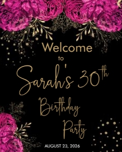 Hot Pink Flowers Welcome Sign 24x30 design preview