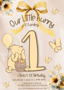 winnie the pooh birthday digital invitation design preview