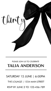 Minimalist Black White Bow Invitation design preview