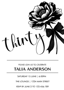 Minimalist Black White Floral Bow Invitation design preview