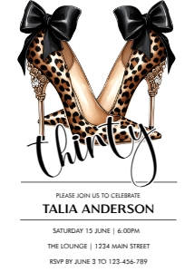 Minimalist Black White Leopard Heels Invitation design preview