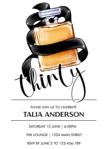 Minimalist Black White Perfume Bottle Invitation design preview