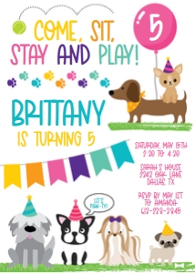 Puppy Party Invite- Pink design preview