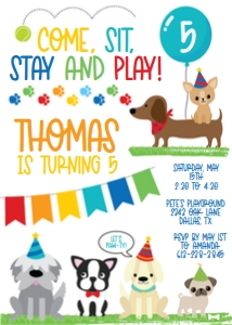 Puppy Party Invite Blue design preview