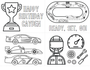 Race Car Coloring Favor design preview