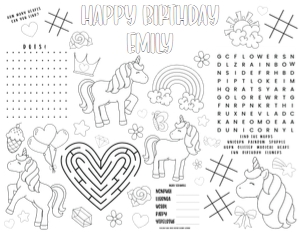 Unicorn Party Sheets design preview