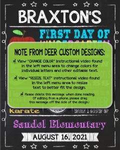 Back to School Sign Editable Template | Apple First Day of Kindergarten Printable Chalkboard Poster | Corjl Instant Download Template design preview