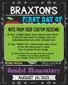 Back to School Sign Editable Template | Apple First Day of 3rd Grade Printable Chalkboard Poster | Corjl Instant Download Template | Third design preview