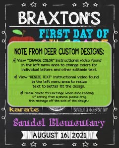 Back to School Sign Editable Template | Apple First Day of 6th Grade Printable Chalkboard Poster | Corjl Instant Download Template | Sixth design preview