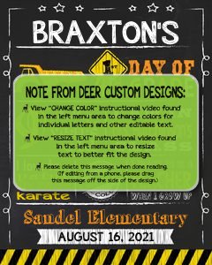 Back to School Sign Editable Template | Construction First Day of 4th Grade Printable Chalkboard Poster | Corjl Instant Download Template design preview