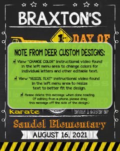 Back to School Sign Editable Template | Construction First Day of Preschool Printable Chalkboard Poster | Corjl Instant Download Template design preview