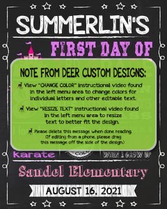 Back to School Sign Editable Template | Princess First Day 3rd Grade Printable Chalkboard Poster | Corjl Instant Download Template | Third design preview