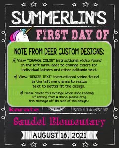 Back to School Sign Editable Template | Unicorn First Day 5th Grade Printable Chalkboard Poster | Corjl Instant Download Template | Fifth design preview