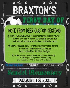 Back to School Sign Editable Template | Soccer First Day of Kindergarten Printable Chalkboard Poster | Corjl Instant Download Template design preview