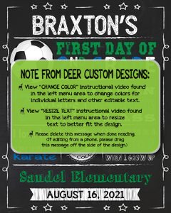 Back to School Sign Editable Template | Soccer First Day 2nd Grade Printable Chalkboard Poster | Corjl Instant Download Template | Second design preview