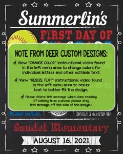 Back to School Sign Editable Template | Softball First Day 2nd Grade Printable Chalkboard Poster | Corjl Instant Download Template | Second design preview