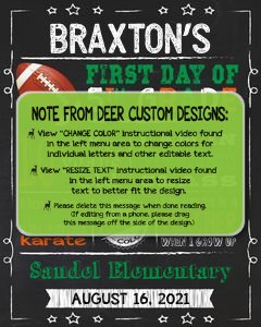 Back to School Sign Editable Template | Football First Day 5th Grade Printable Chalkboard Poster | Corjl Instant Download Template | Fifth design preview