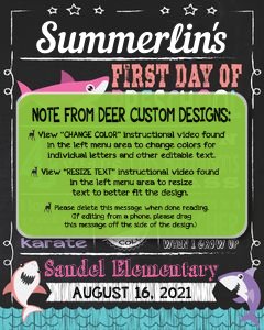 Back to School Sign Editable Template | Baby Shark First Day of Preschool Printable Chalkboard Poster | Corjl Instant Download Template design preview