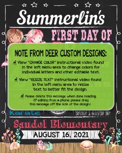 Back to School Sign Editable Template | Mermaids First Day of Preschool Pre-K Printable Chalkboard Poster | Corjl Instant Download Template design preview