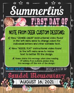 Back to School Sign Editable Template | Mermaids Ocean First Day of Preschool Printable Chalkboard Poster | Corjl Instant Download Template design preview