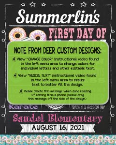 Back to School Sign Editable Template | Donuts First Day of 1st Grade Printable Chalkboard Poster | Corjl Instant Download Template design preview