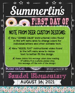 Back to School Sign Editable Template | Donuts First Day of Kindergarten Printable Chalkboard Poster | Corjl Instant Download Template design preview