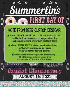 Back to School Sign Editable Template | Donuts First Day of Preschool Pre-K Printable Chalkboard Poster | Corjl Instant Download Template design preview