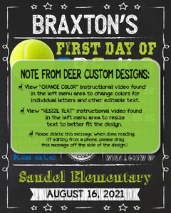 Back to School Sign Editable Template | Tennis First Day of Pre-K 3 Preschool Printable Chalkboard Poster | Corjl Instant Download Template design preview