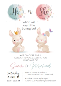 Bunny-Gender-Reveal-5x7: Bunny-Gender-Reveal-Invitation