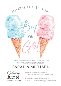Whats-The-Scoop-Gender-Reveal-Invitation design preview