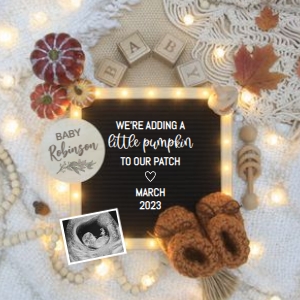 Little-Pumpkin-Boho-Light-Pregnancy-Announcement design preview