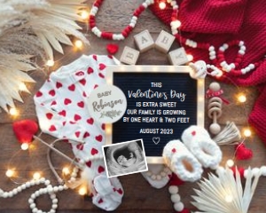 Boho-Hearts-Pyjama-Valentine-Pregnancy-Announcement: Boho-Hearts-Pyjama-Valentine-Pregnancy-Announcement
