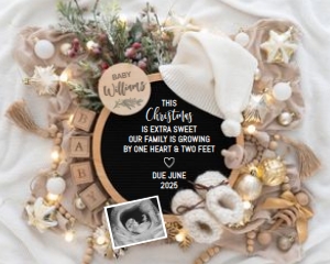 Christmas-White-Gold-Ornaments-Pregnancy-Announcement-Poem design preview