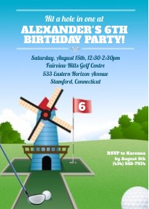 Windmill Mini Golf Birthday Party Invitation design preview