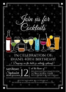 Retro Cocktails Party Invitation design preview