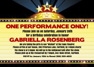 Movie Marquee Birthday Party: Theatre Marquee Birthday Party Invitation
